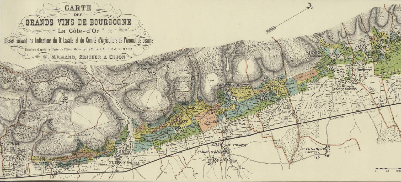 Carte des Grands vins de Bourgogne